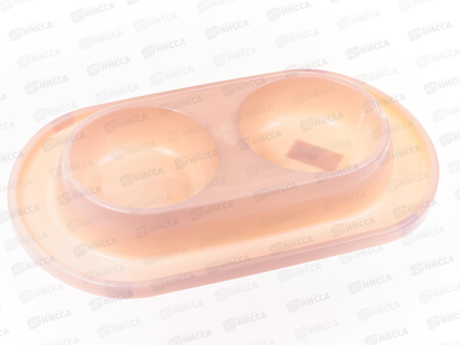 Миска для животных &quotМур-мяу&quot 0,3л двойная светло-бежевая М8494 *9