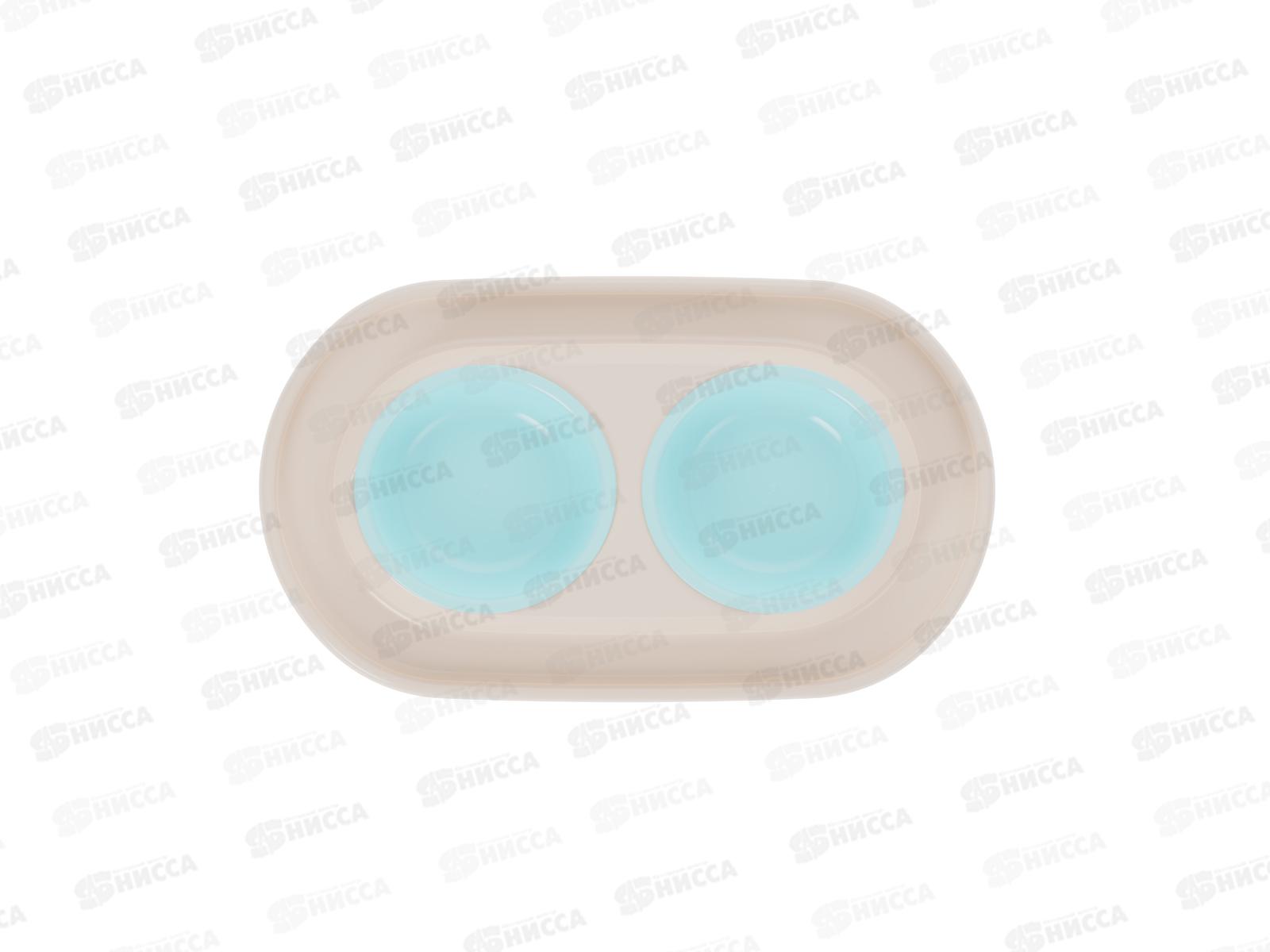 Миска для животных &quotМур-мяу&quot 0,3л двойная светло-бежевая М8494 *9