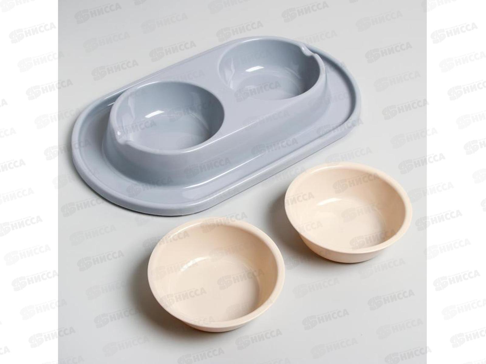 Миска для животных &quotМур-мяу&quot 0,3л двойная серый М8496 *9