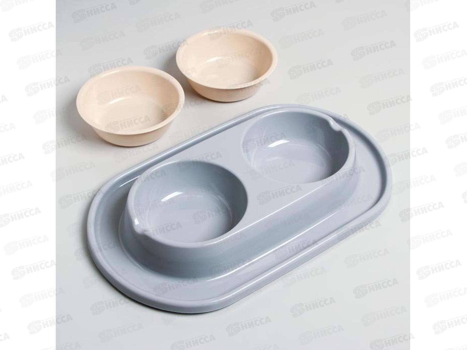 Миска для животных &quotМур-мяу&quot 0,3л двойная серый М8496 *9