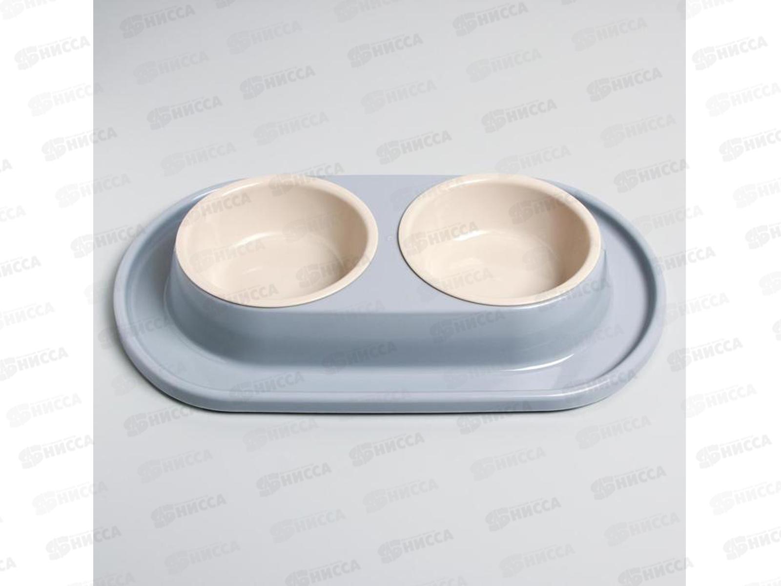 Миска для животных &quotМур-мяу&quot 0,3л двойная серый М8496 *9