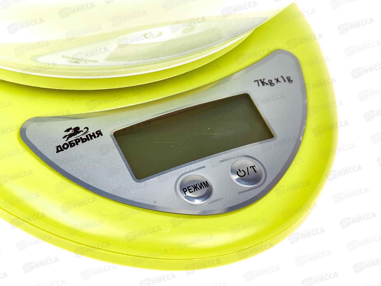 Весы кухонные DO-3008 с чашей 7кг. салатовые Добрыня