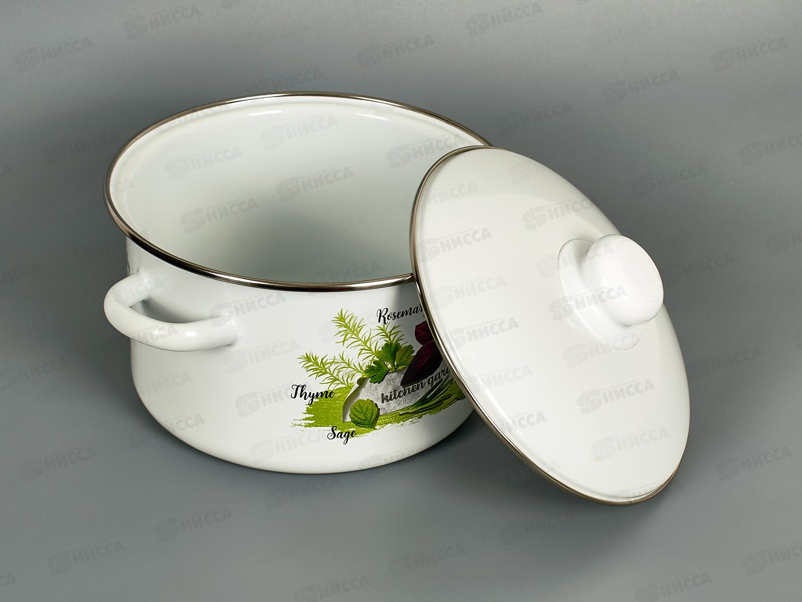 Кастрюля 3,0л эмалированная с рисунком 01-Б1612/4 Базилик *4