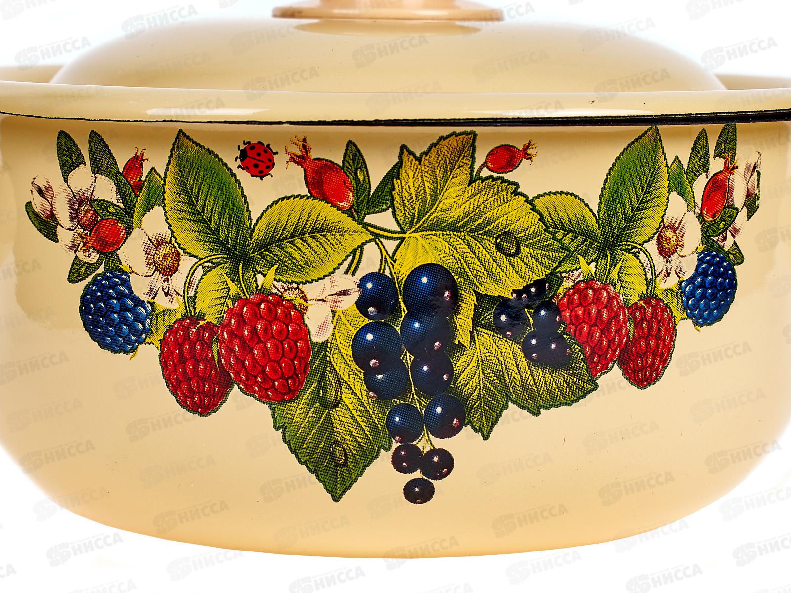 Кастрюля 1,5л цилиндрическая декорированная палевая с пластиковой кнопкой С1607.3П