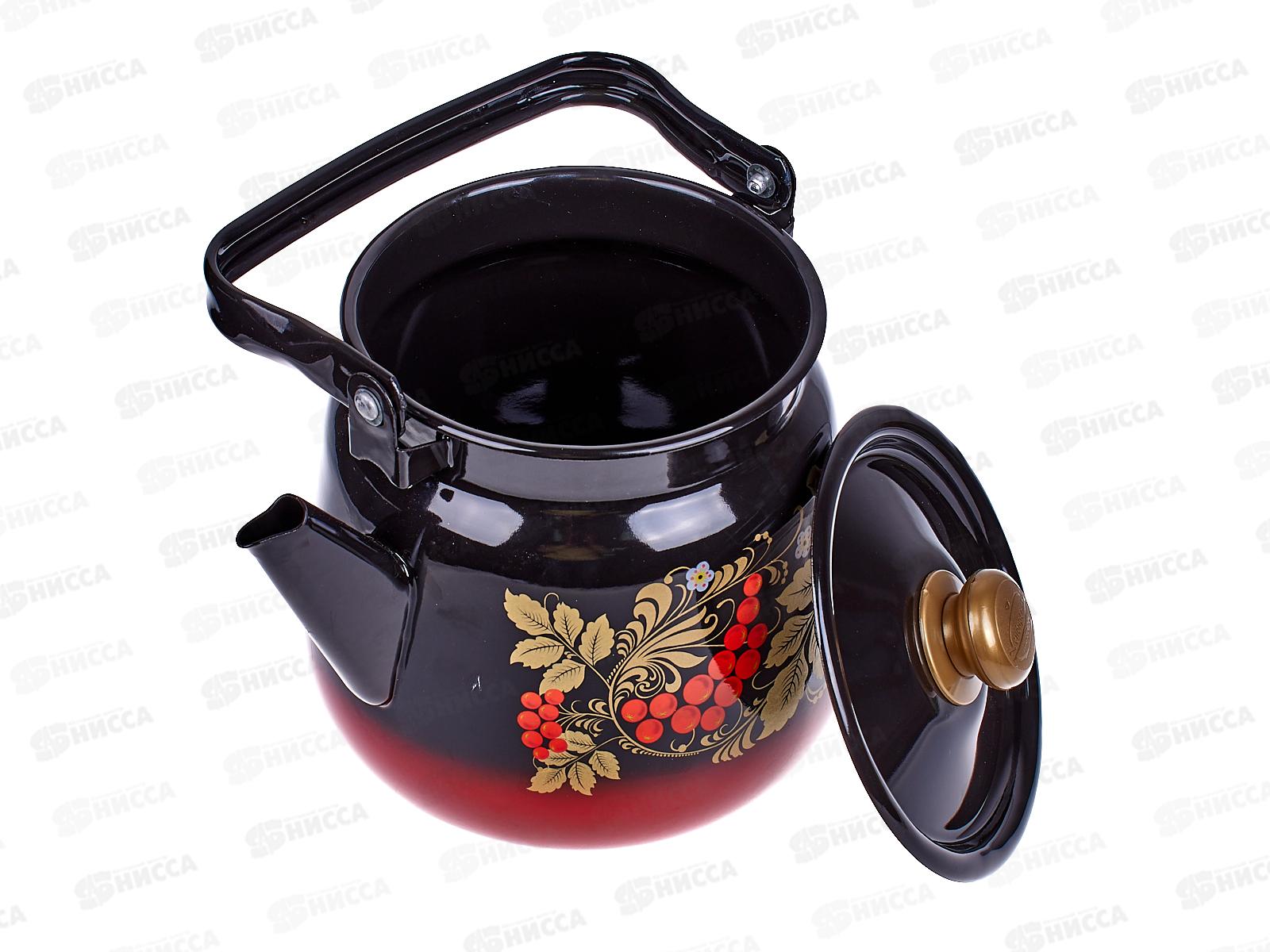 Чайник 3,5л декоративный сферический красно-черный с кнопкой С2716.38