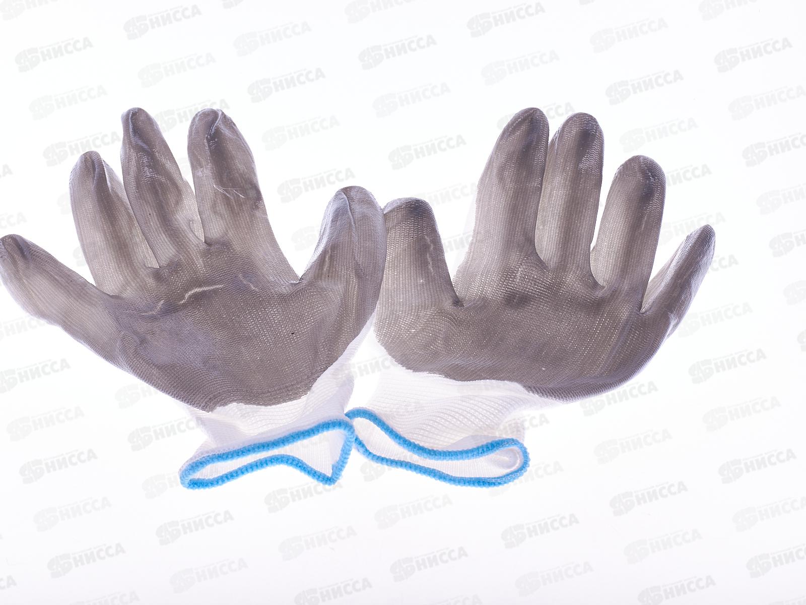 Перчатки нейлоновые №10 белые/синие №35 *12/960