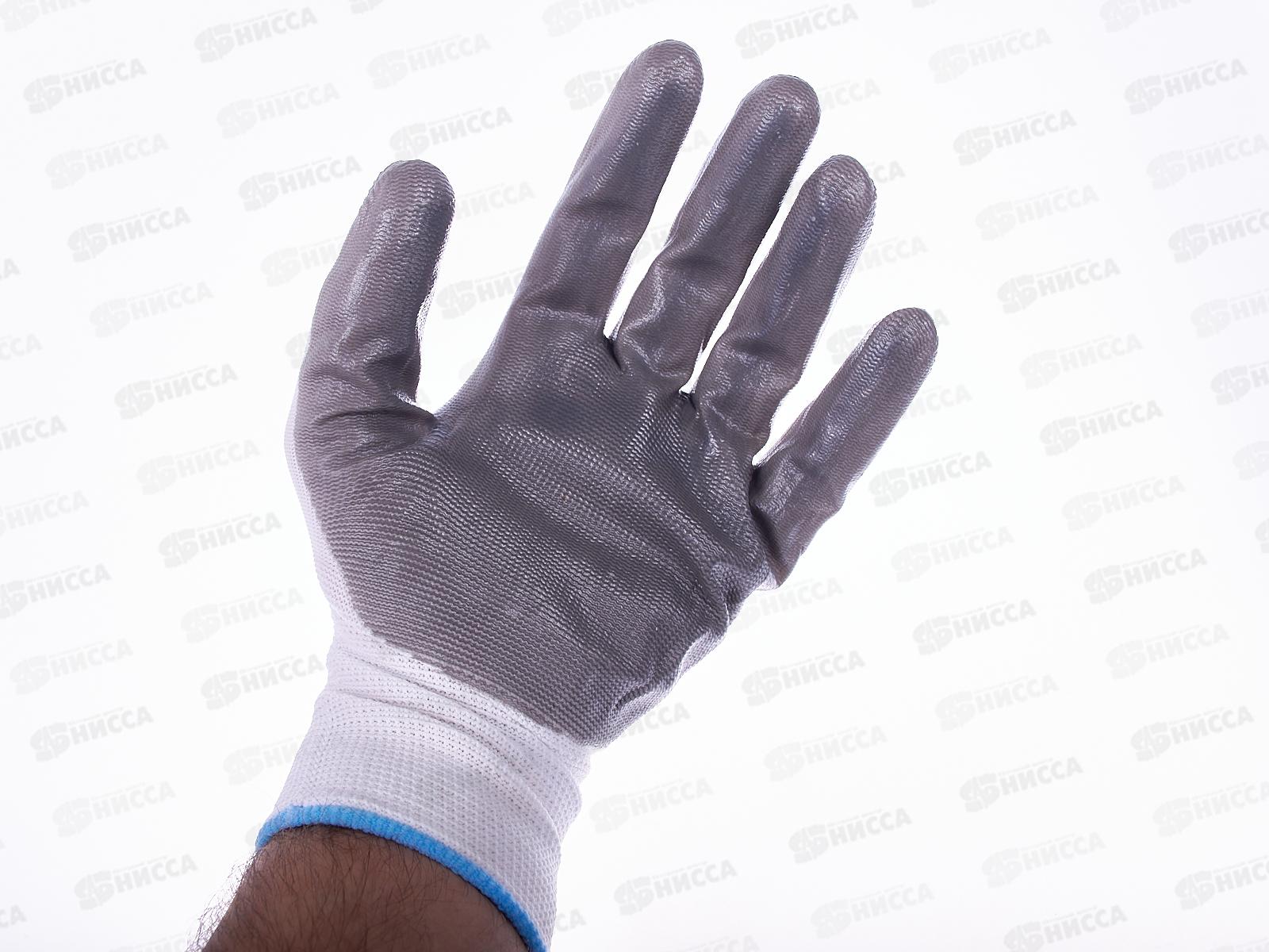 Перчатки нейлоновые №10 белые/синие №35 *12/960