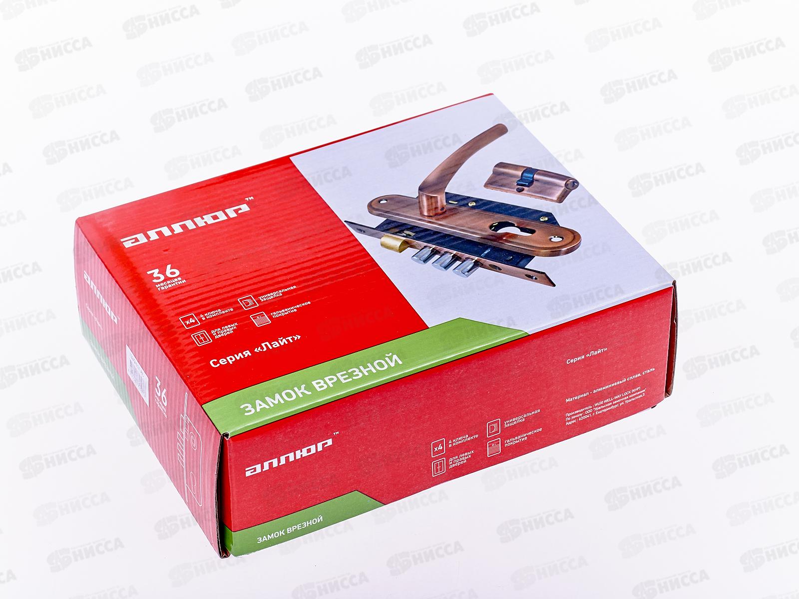 Замок врезной Аллюр 132/3 AС с ручкой стальная медь *12  6205