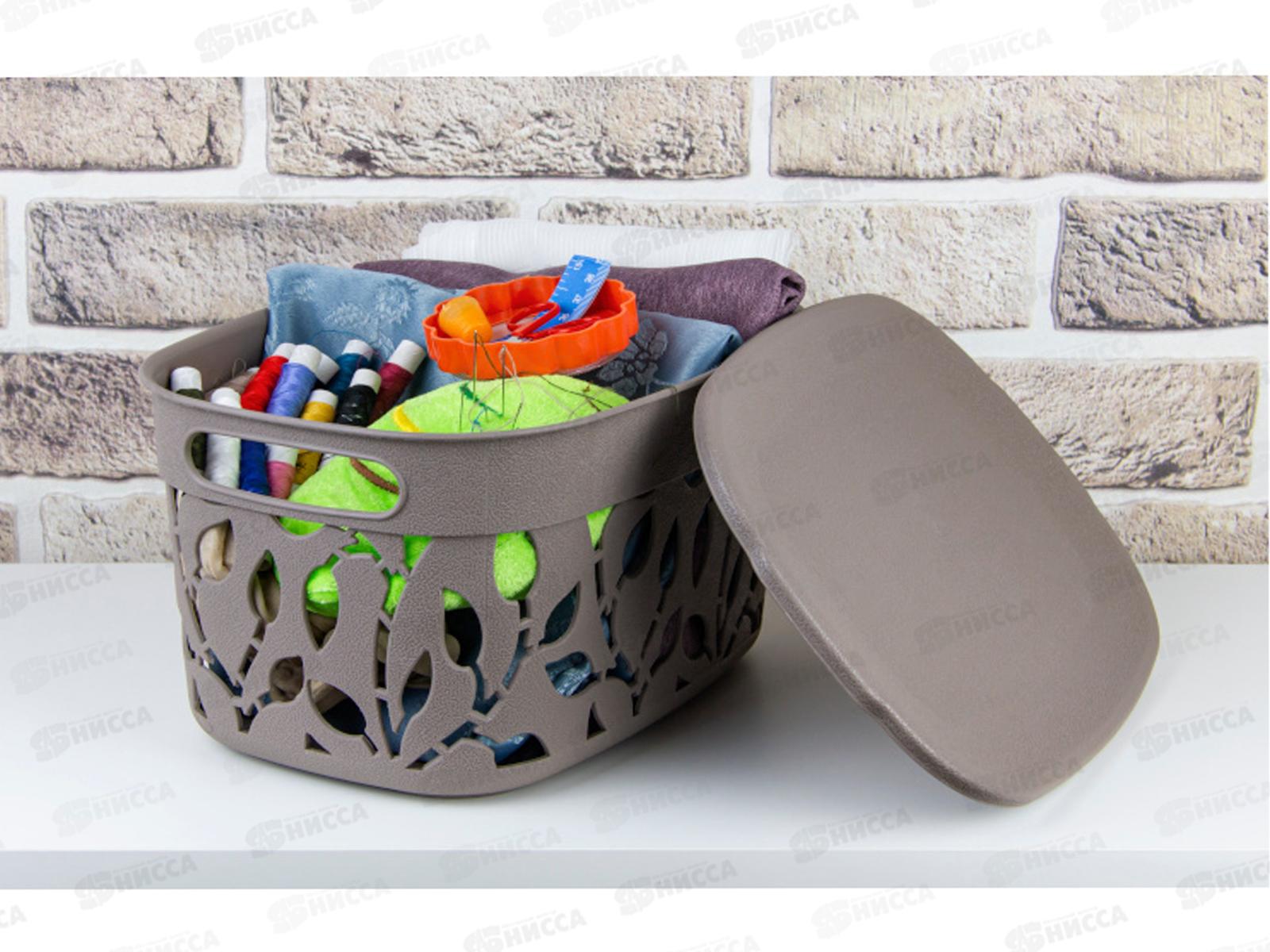 Коробка 5,5л ФЛОРА с крышкой  Французский серый М2362 *15