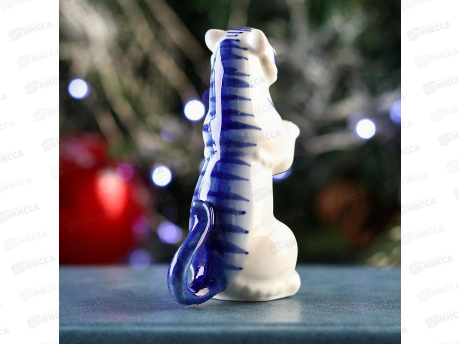 Сувенир Тигр сидячий гжель 4*9,5см 6989745