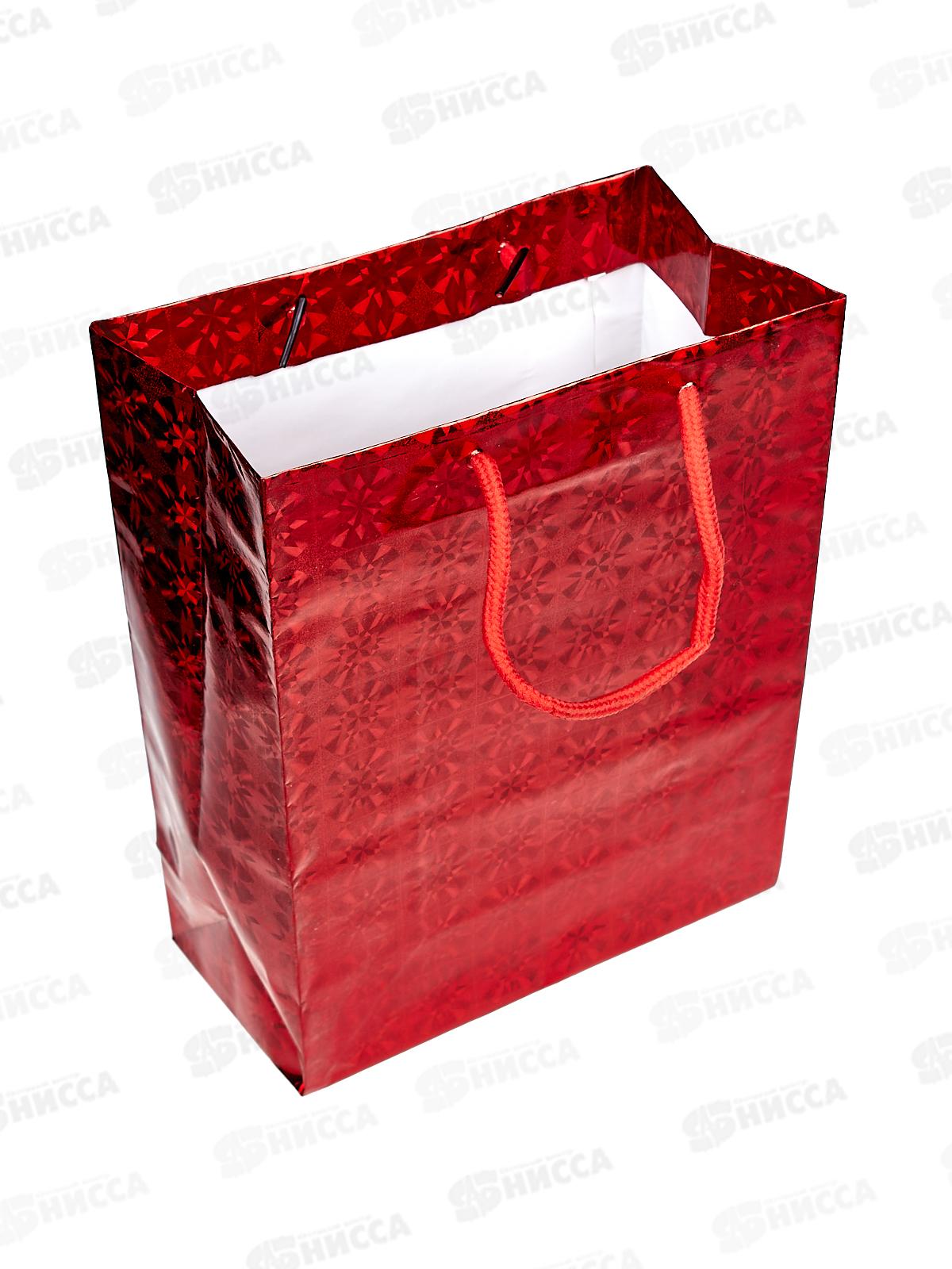 Пакет подарочный бумажный 18*23*8 см, голография, крупный рисунок, в ассортименте MC-1435 *20