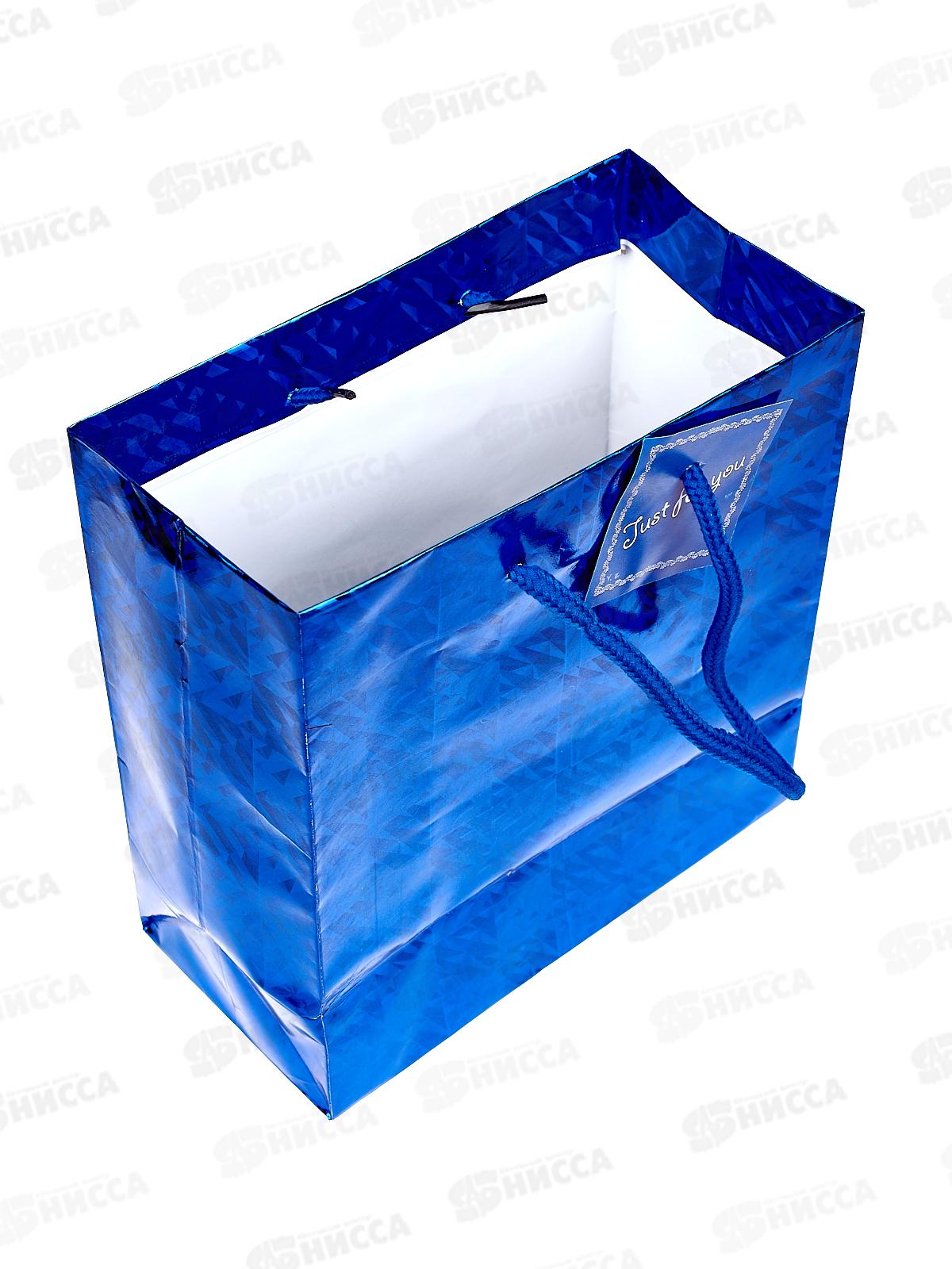 Пакет подарочный бумажный 16*18*8 см, голография, крупный рисунок, в ассортименте MC-1436 *20