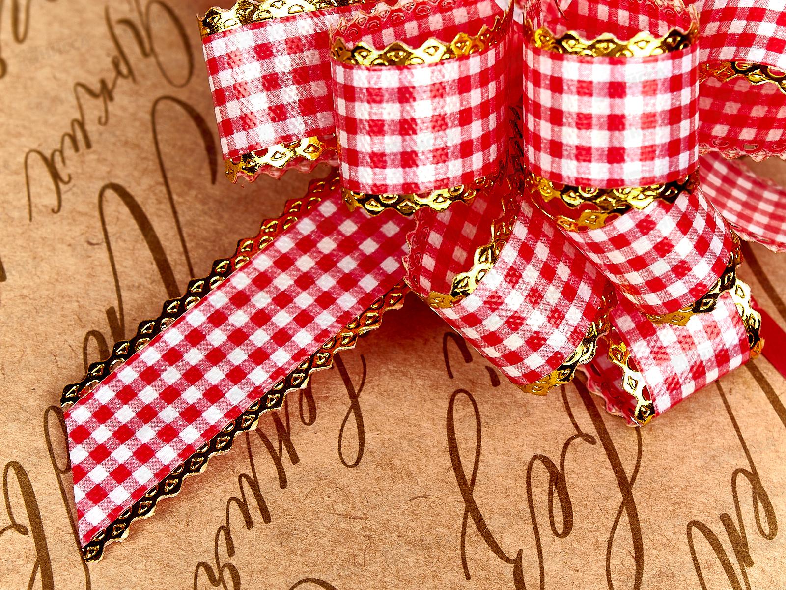 Бант-шар с золотым тиснением, рисунок-клеточка 23мм, ассорти упаковка 50штук MC-3844