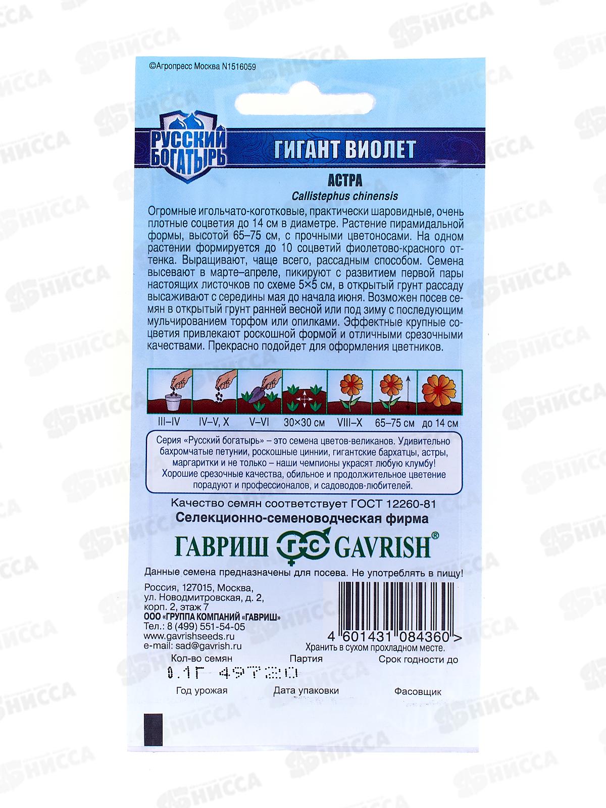 Астра Гигант виолет 0,05г  *10 ГШ +