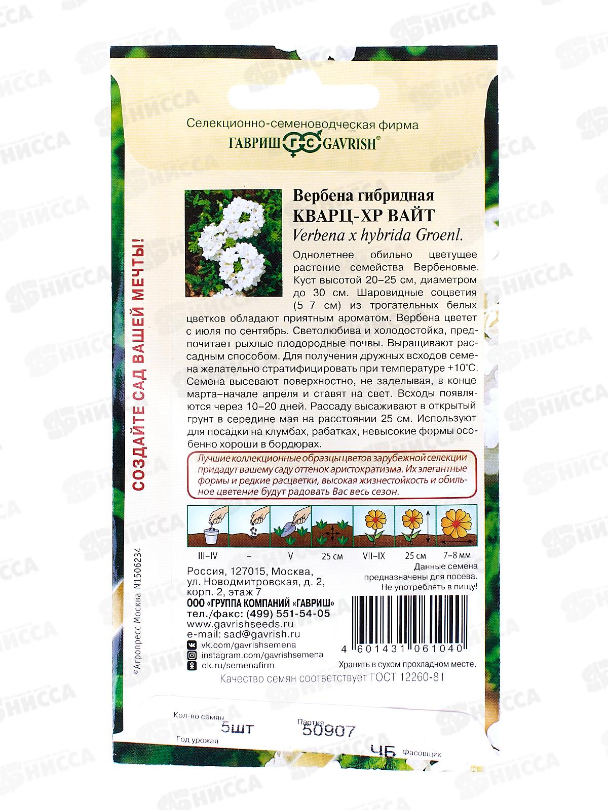 Вербена Кварц ХР Вайт 4шт  *10  ГШ