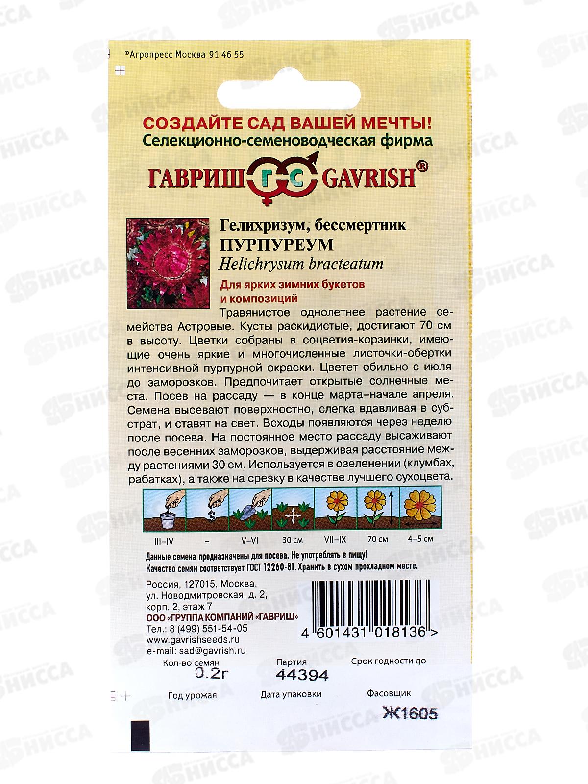 Гелихризум Пурпуреум 0,1г *10 ГШ