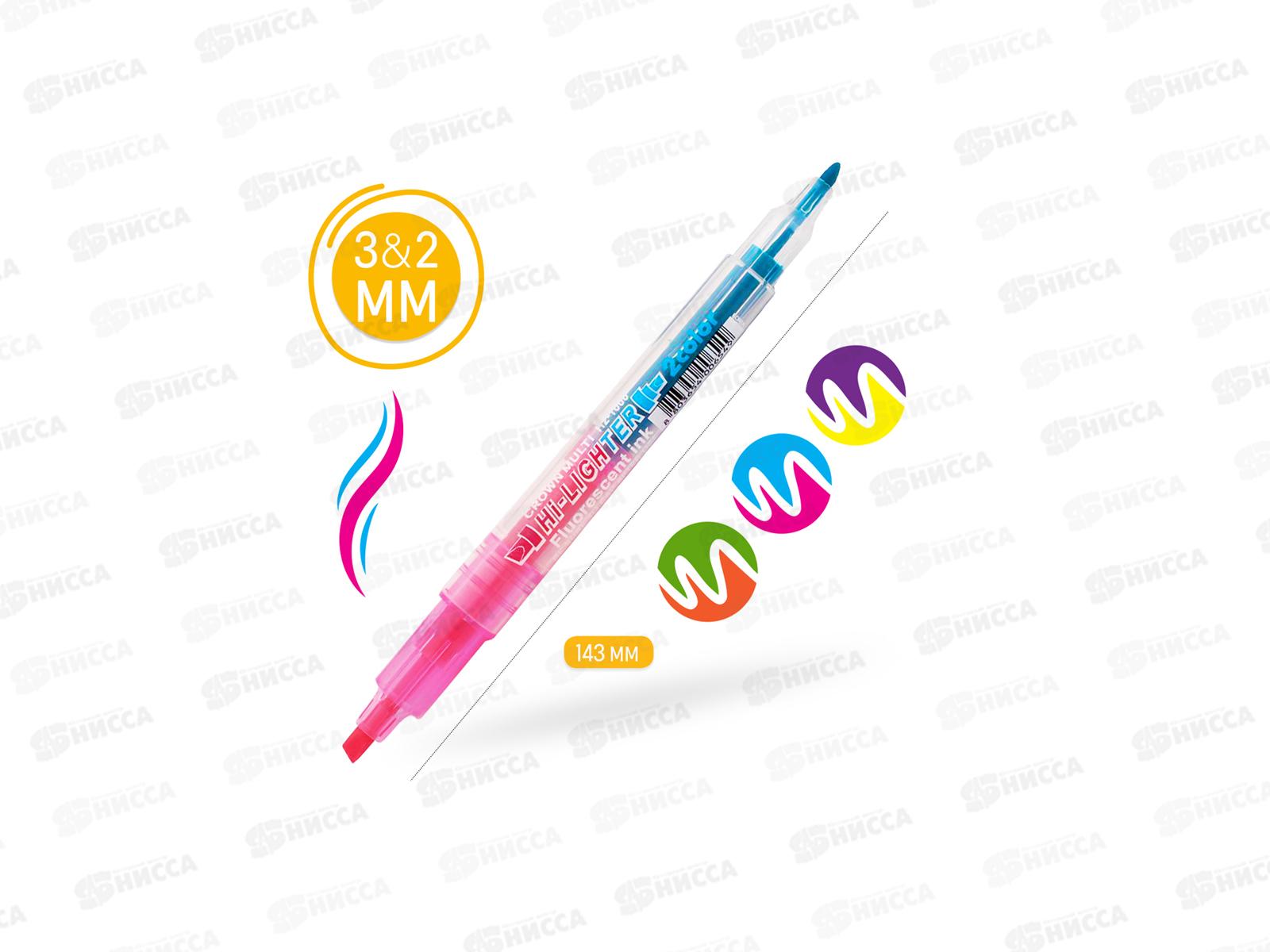 Маркеры CROWN Multi Hi-Lighter текстовые двухсторонние 6 цветов,Н2-1000-В/3 *24
