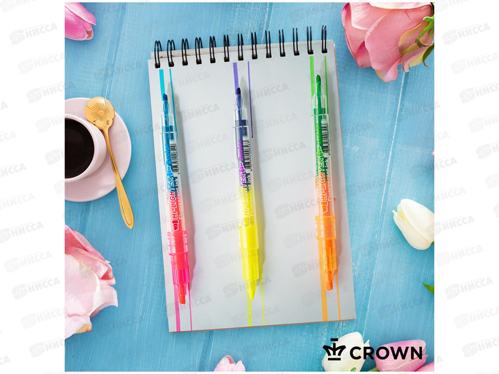 Маркеры CROWN Multi Hi-Lighter текстовые двухсторонние 6 цветов,Н2-1000-В/3 *24