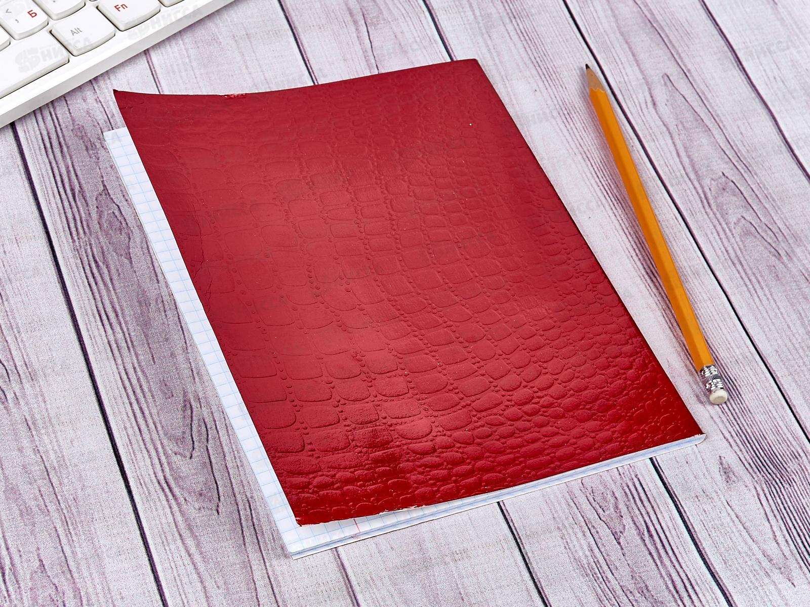 Тетрадь 48 листов клетка. Hatber б/в METALLIC CROCO Красный*5/60