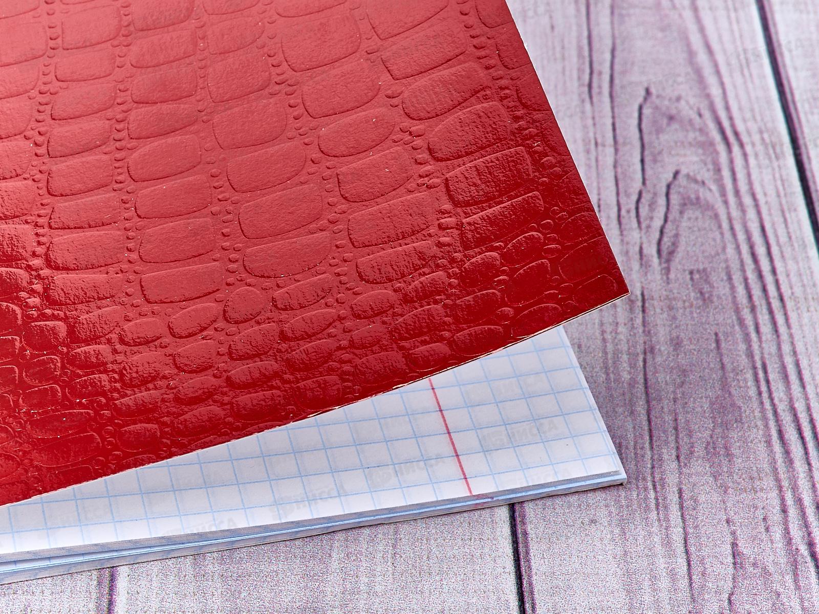 Тетрадь 48 листов клетка. Hatber б/в METALLIC CROCO Красный*5/60