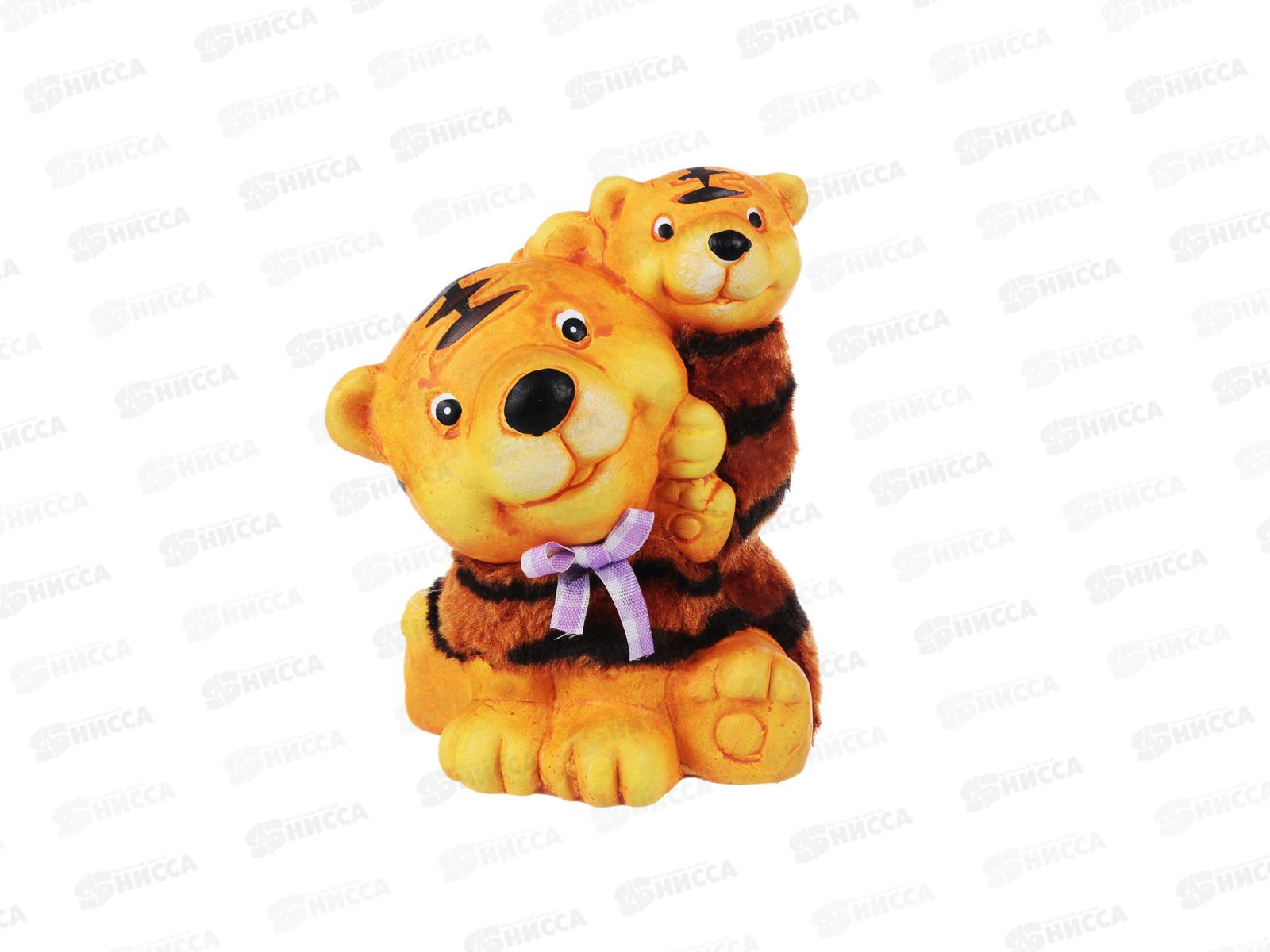 Сувенир Тигр с малышом, керамика, искусственный мех, 10х8,5х11см, 2 дизайна, 398-255 г