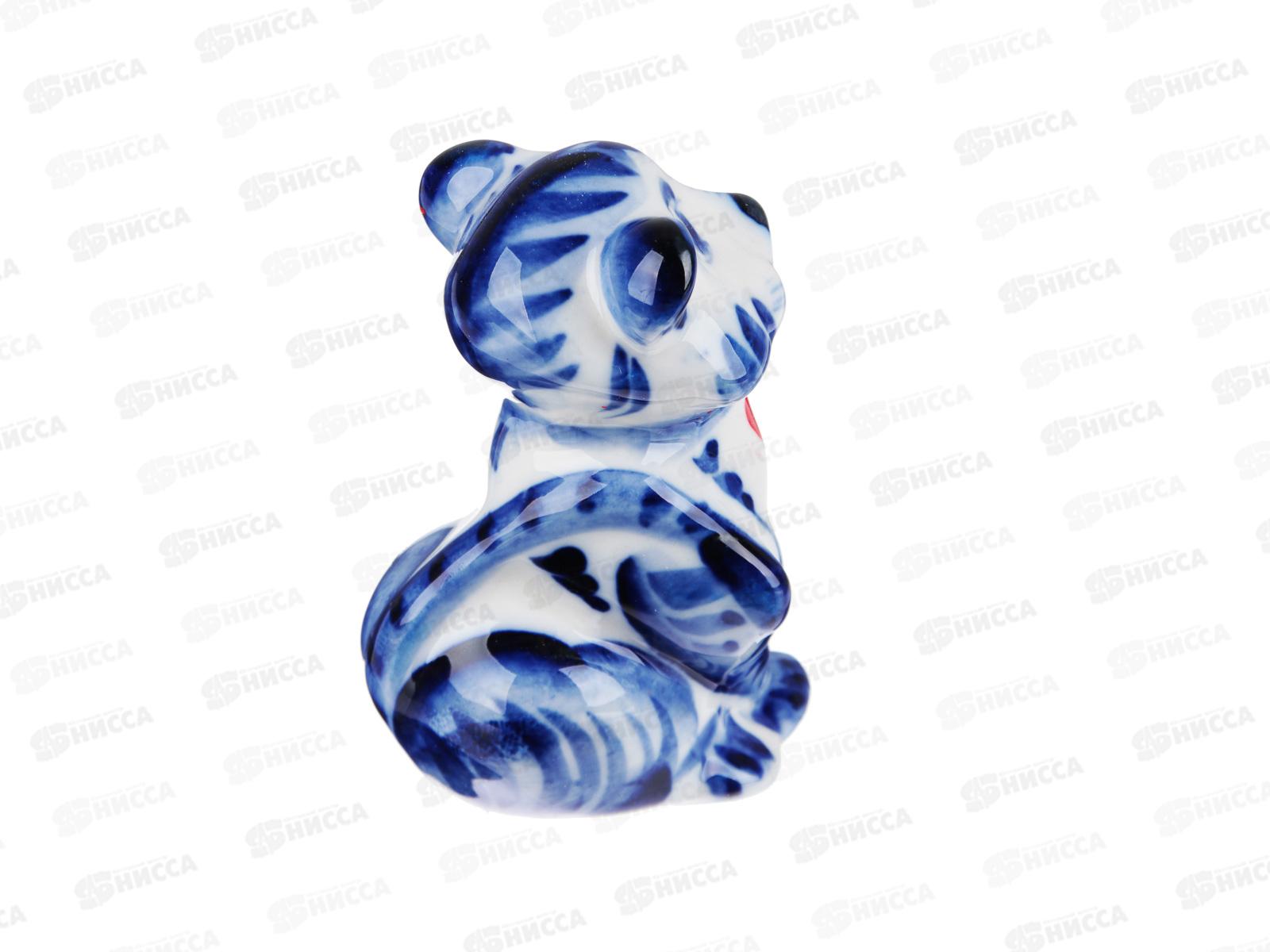 Фигура Тигрёнок, гжель цветная, 9,5х5х4см, 398-401  г