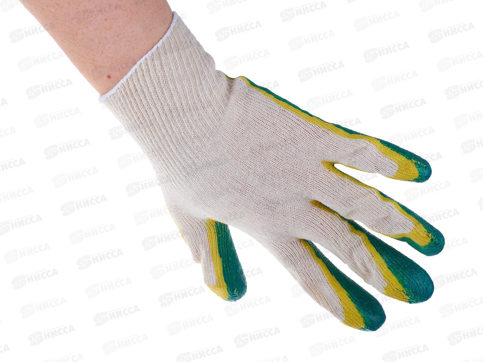 Перчатки хлопчатобумажные двойной облив. зеленые Лайт А*10/300