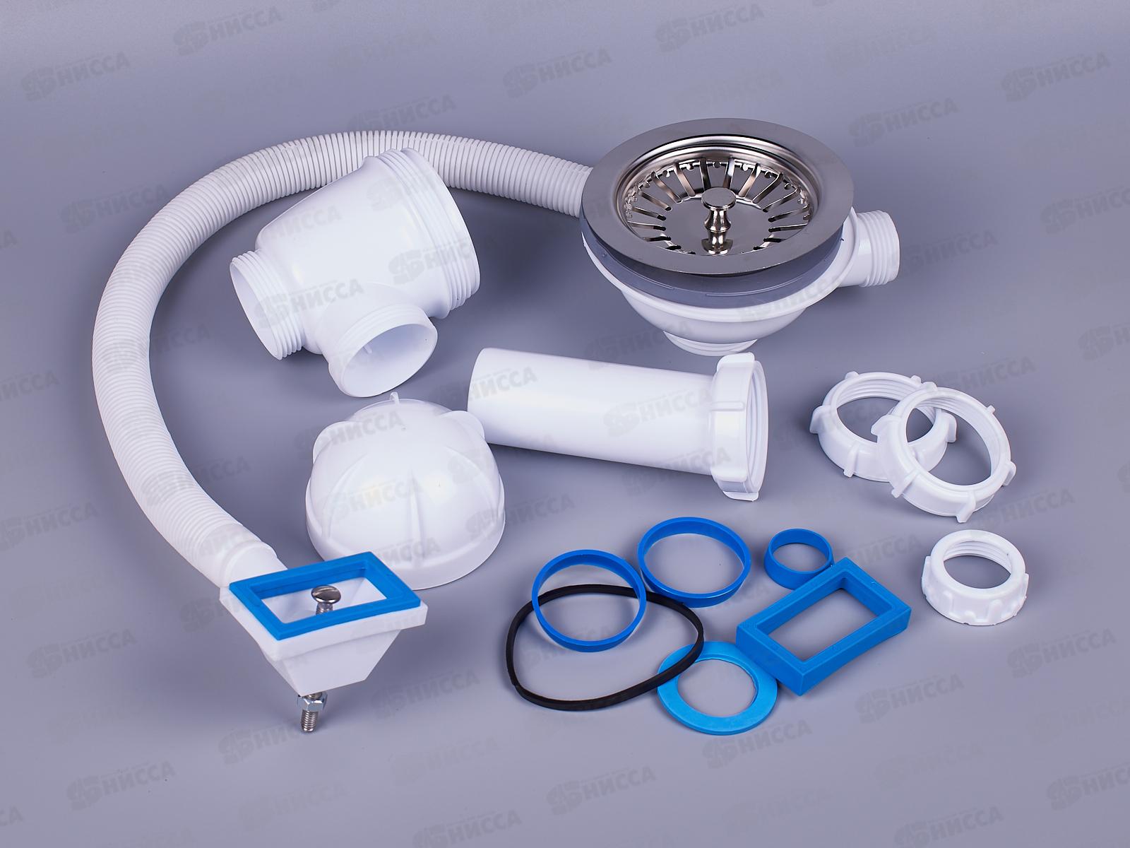 Сифон для мойки 3 1/2&quot х 40 с металлической решеткой, с прямоугольным переливом, 0145 *29