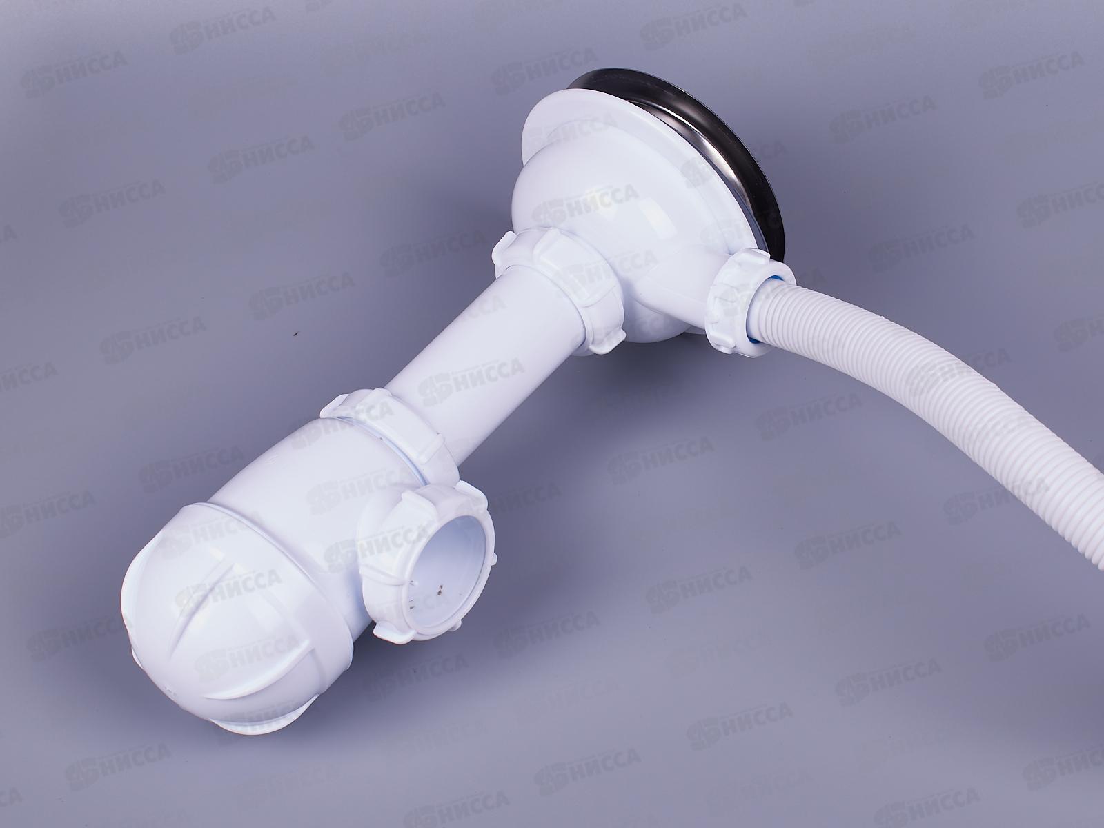 Сифон для мойки 3 1/2&quot х 40 с металлической решеткой, с прямоугольным переливом, 0145 *29