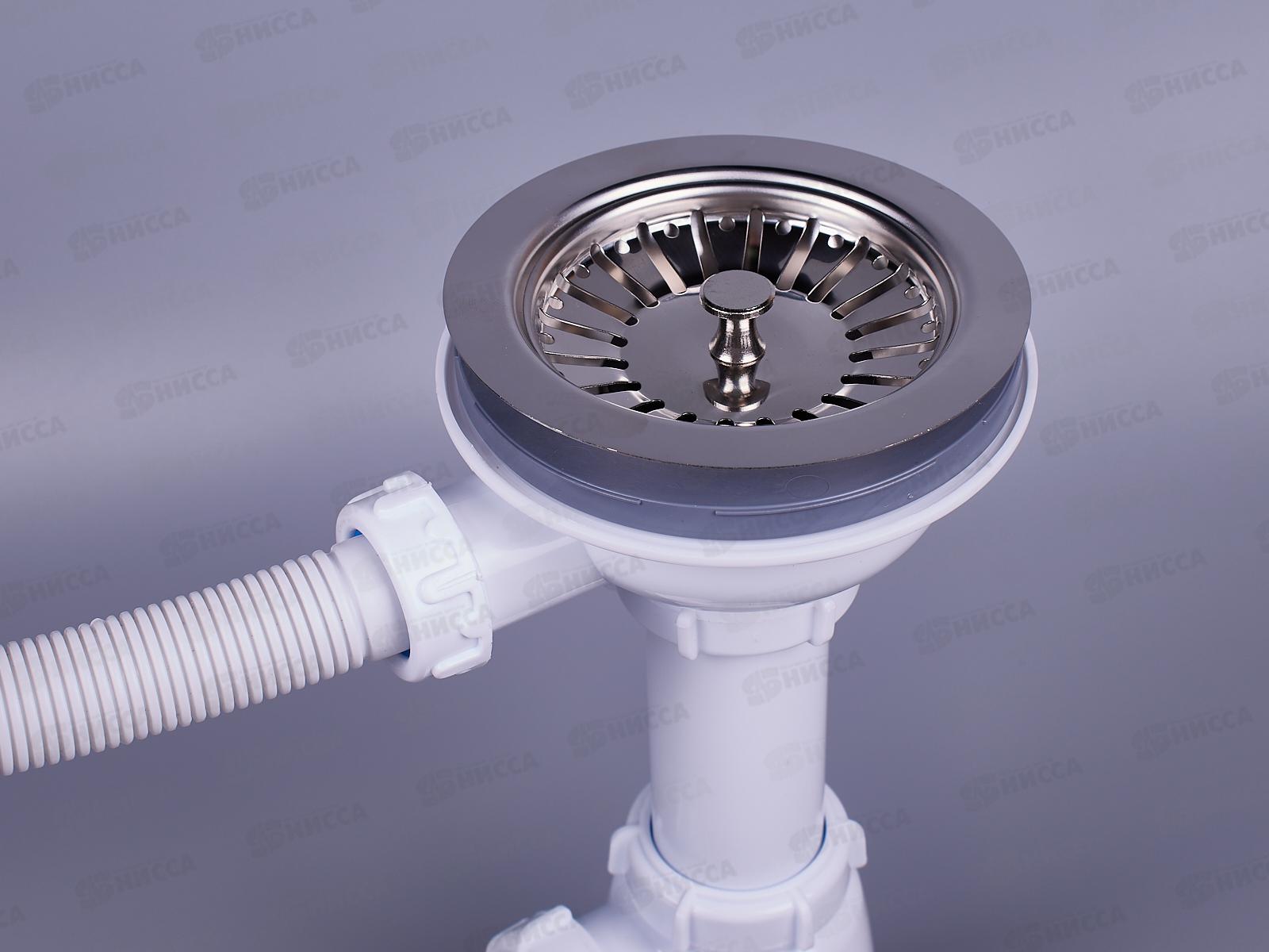 Сифон для мойки 3 1/2&quot х 40 с металлической решеткой, с прямоугольным переливом, 0145 *29