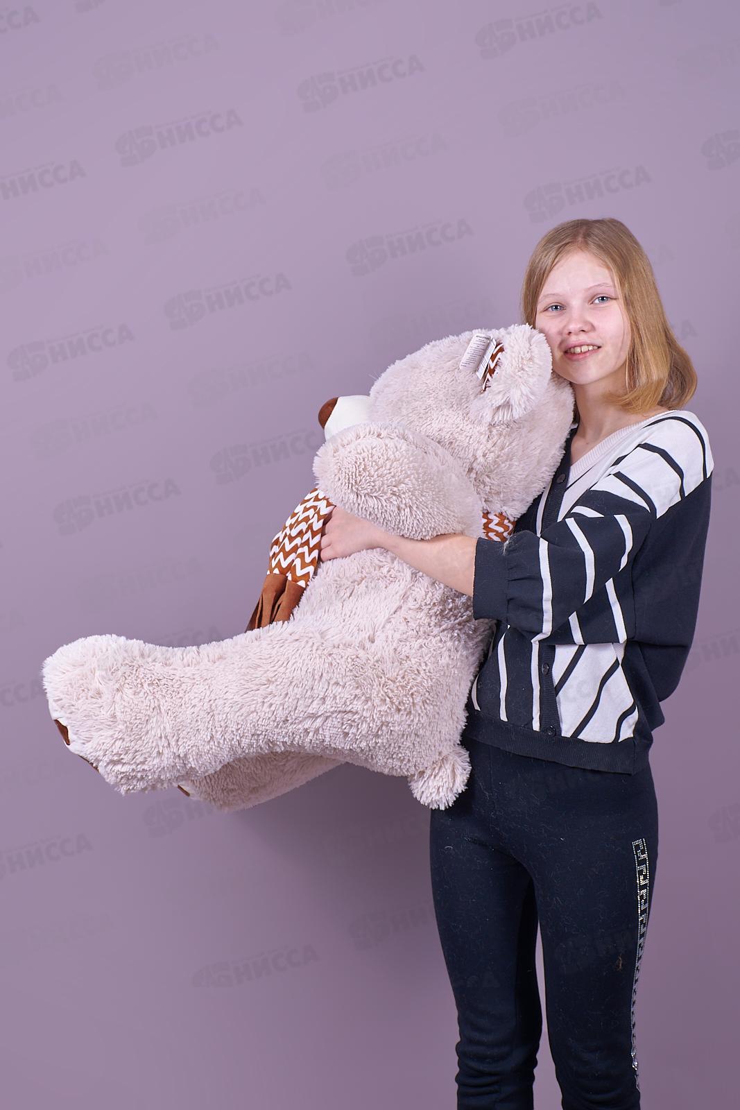 Медведь Макс 60см, МАК-90Л цвет-светло-серый, с шарфом Мила