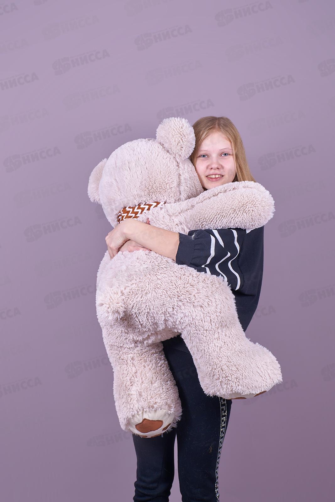 Медведь Макс 60см, МАК-90Л цвет-светло-серый, с шарфом Мила