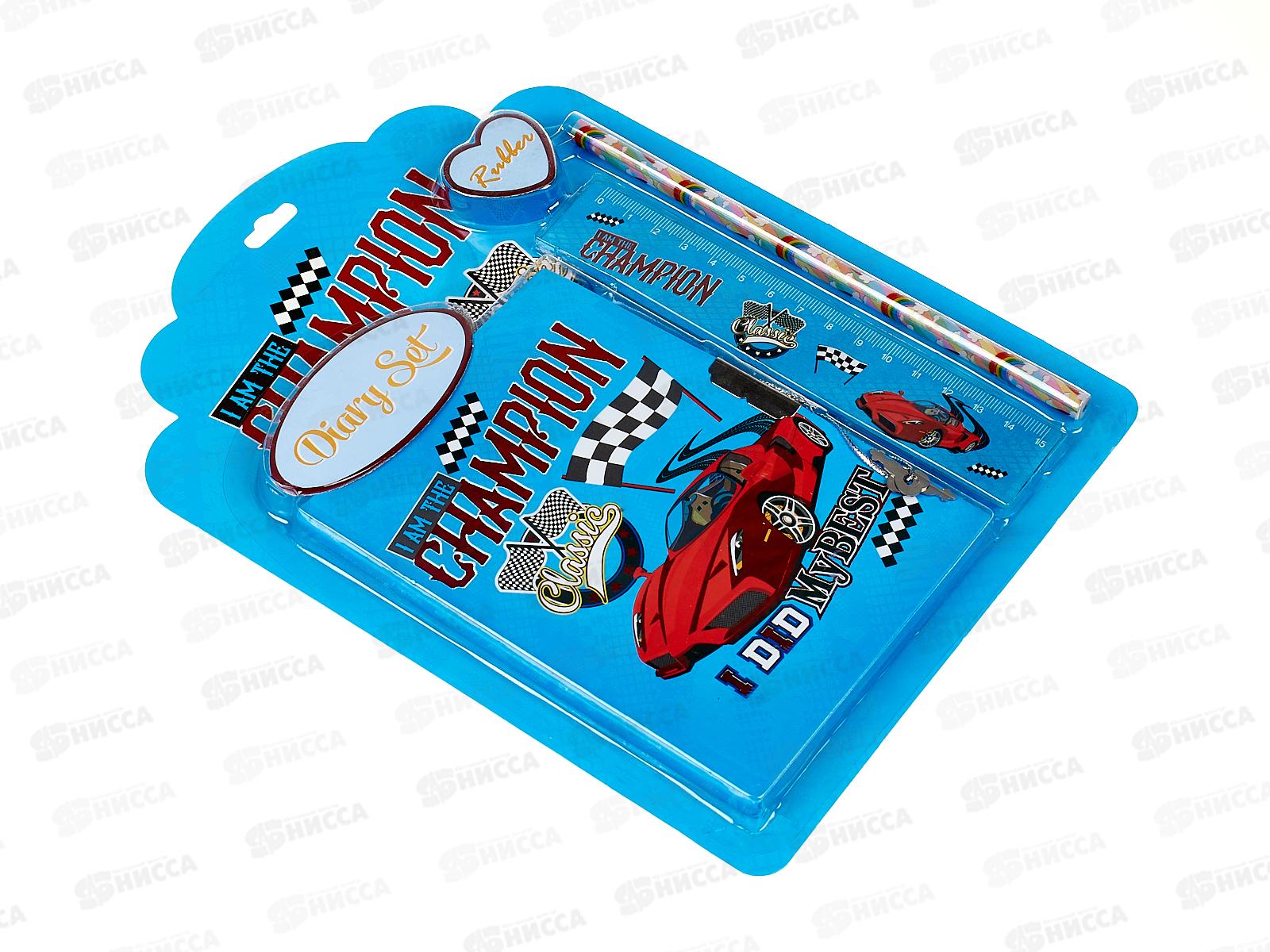 Набор подарочный Basir Машины (блокнот+линейка+карандаш+ластик) МС-5552