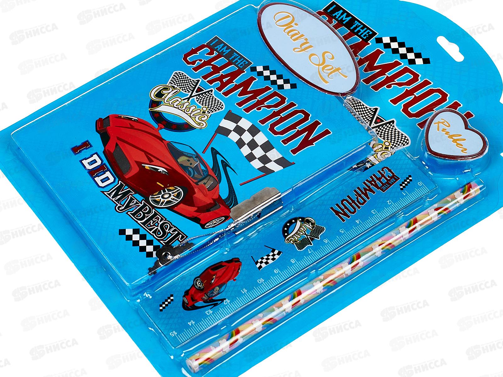 Набор подарочный Basir Машины (блокнот+линейка+карандаш+ластик) МС-5552