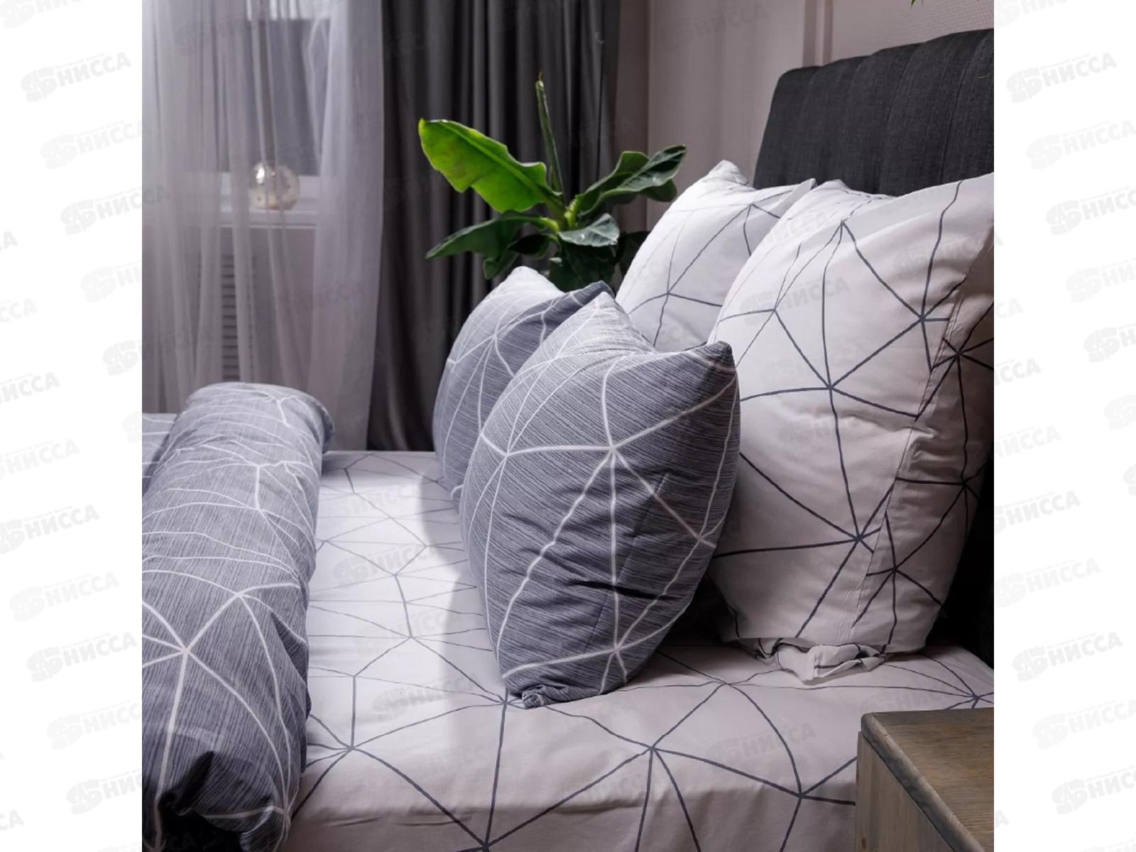 Комплект Постельного Белья 2,0 спальный Поплин НН Грань серая