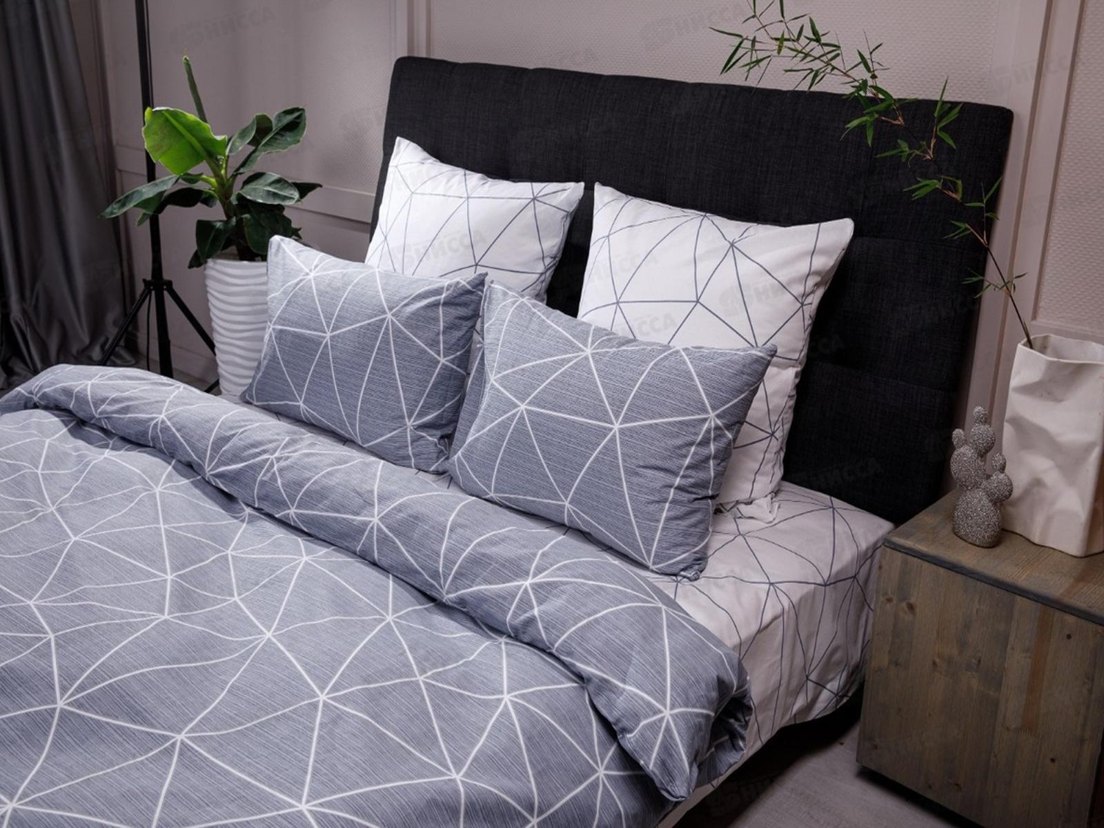 Комплект Постельного Белья 2,0 спальный Поплин НН Грань серая