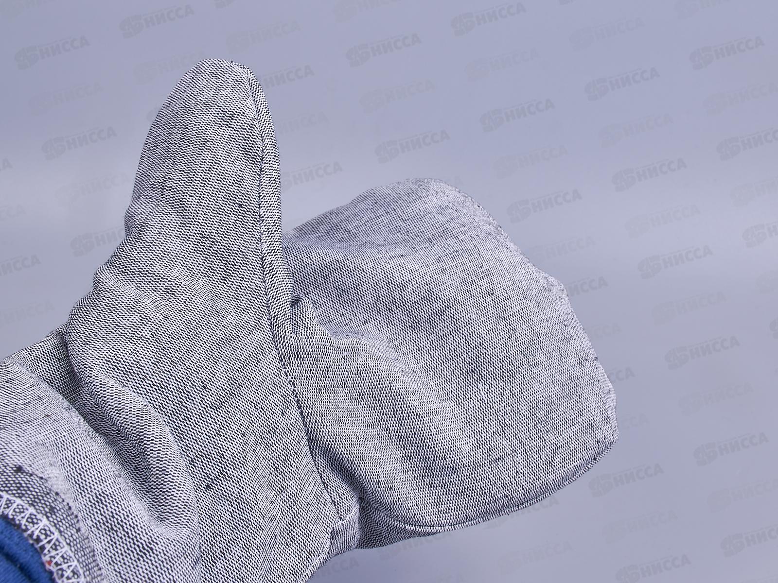 Рукавицы рабочие утепленные, бязь, ватин, серые, 0516