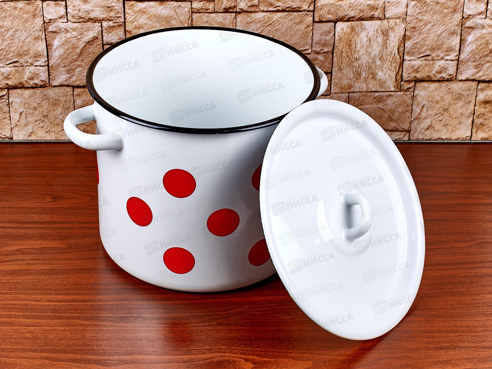 Кастрюля 5,5л цилиндрическая Красный горох, с петлей С1617*79