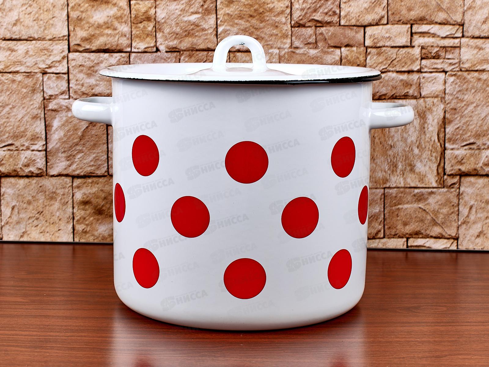 Кастрюля 5,5л цилиндрическая Красный горох, с петлей С1617*79