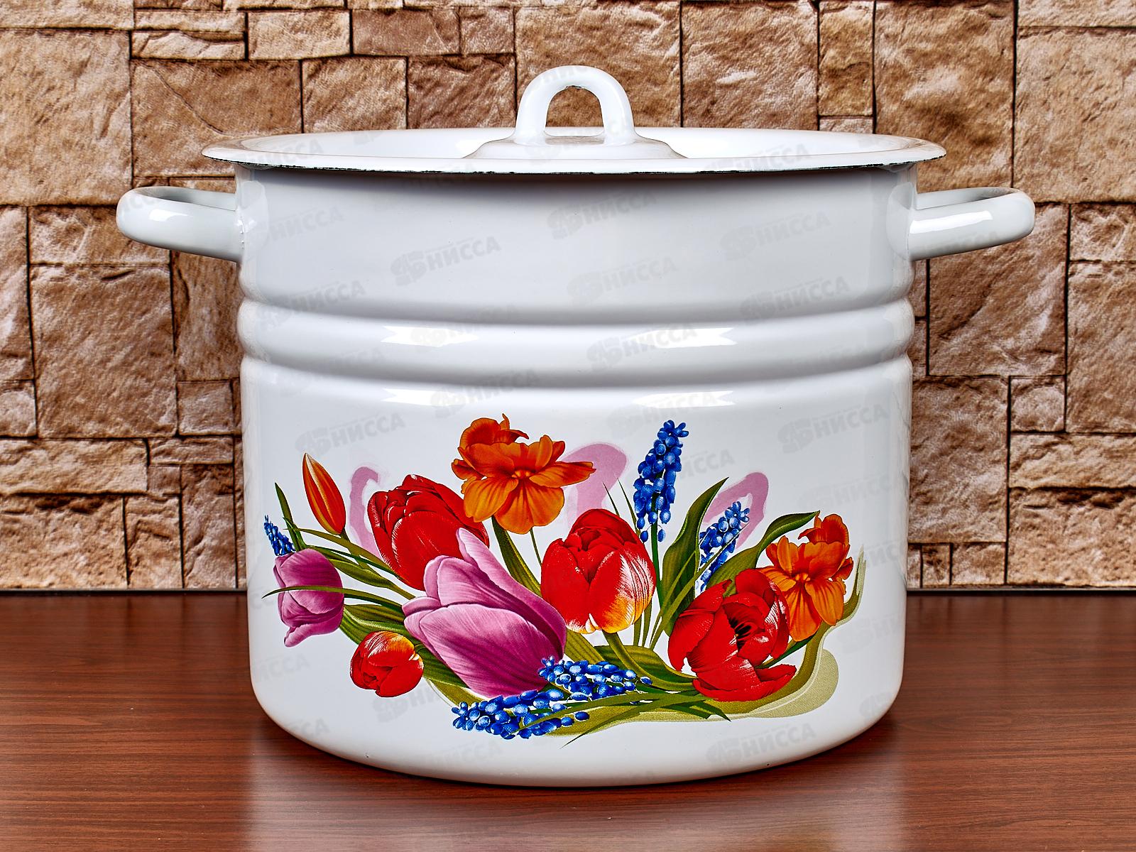 Кастрюля 9,0л цилиндрическая Тюльпан Май, с петлёй  С1622*119