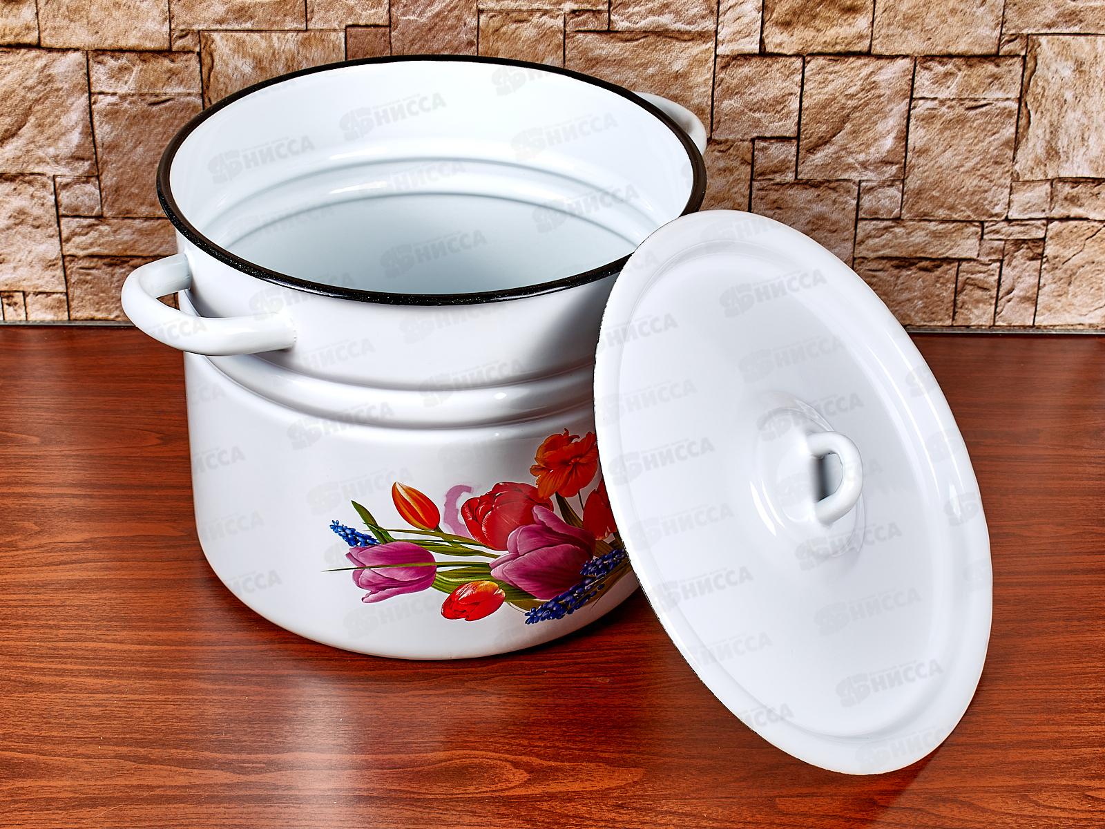 Кастрюля 9,0л цилиндрическая Тюльпан Май, с петлёй  С1622*119