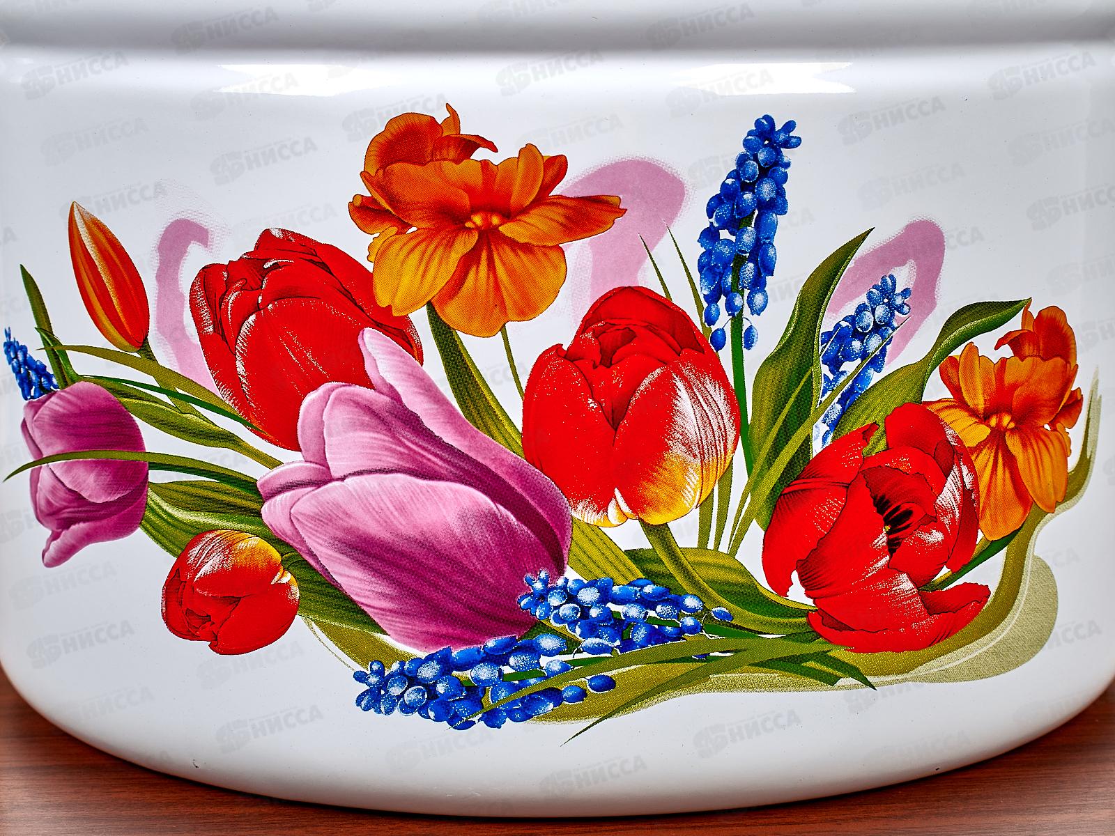 Кастрюля 9,0л цилиндрическая Тюльпан Май, с петлёй  С1622*119