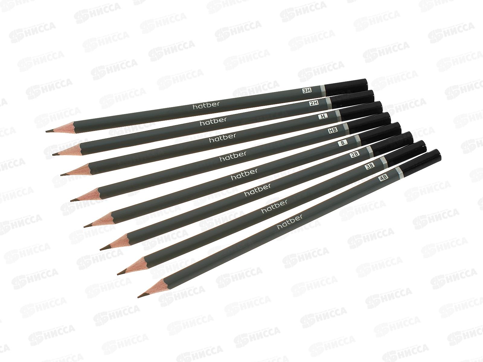 Карандаш чернографитный Hatber (8шт) заточенный 071087*18