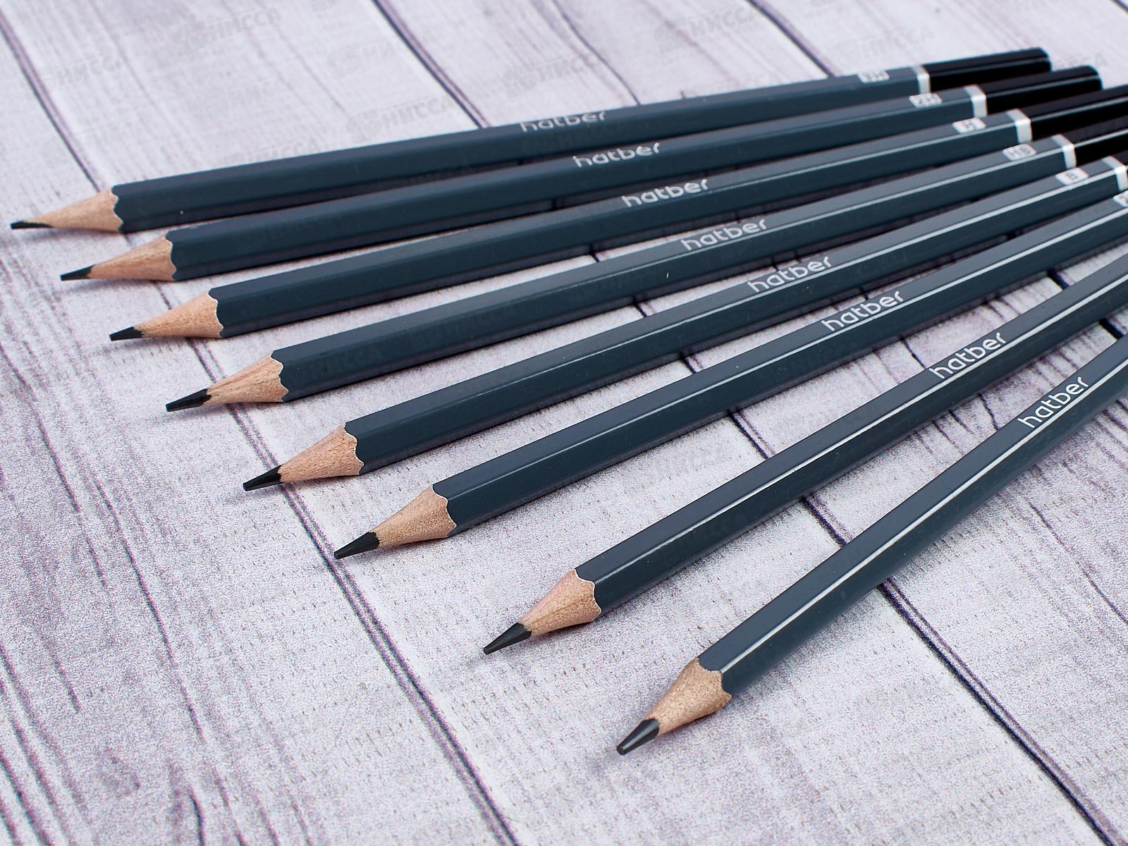 Карандаш чернографитный Hatber (8шт) заточенный 071087*18