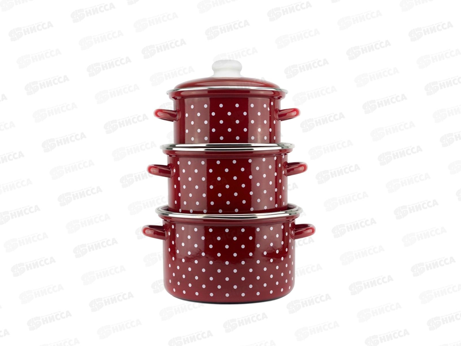 Набор кастрюль ГОРОХ 2-3144/6  (2,0л 3,0л 4,0л) бордовый  *1