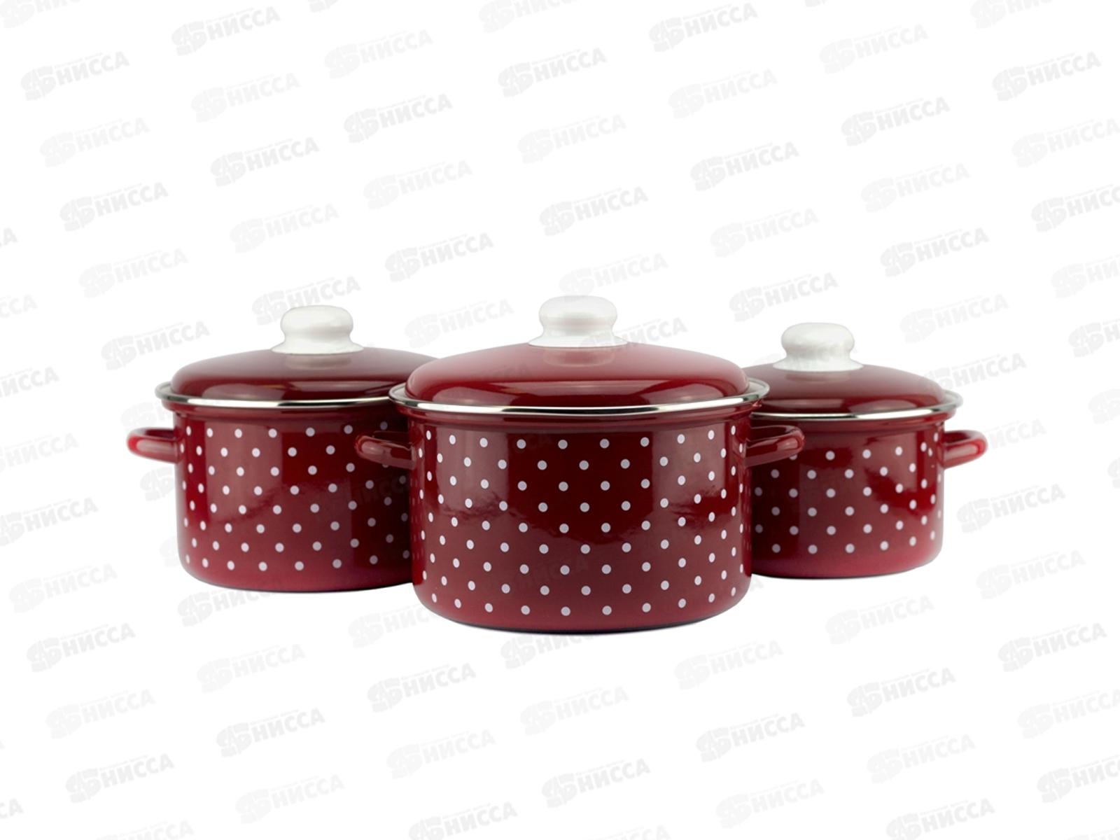 Набор кастрюль ГОРОХ 2-3144/6  (2,0л 3,0л 4,0л) бордовый  *1