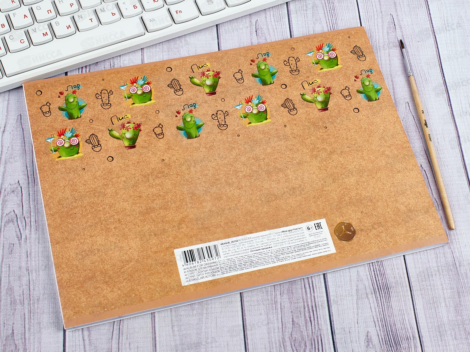 Альбом для рисования 48 листов  Hatber Мой друг кактус *6/30