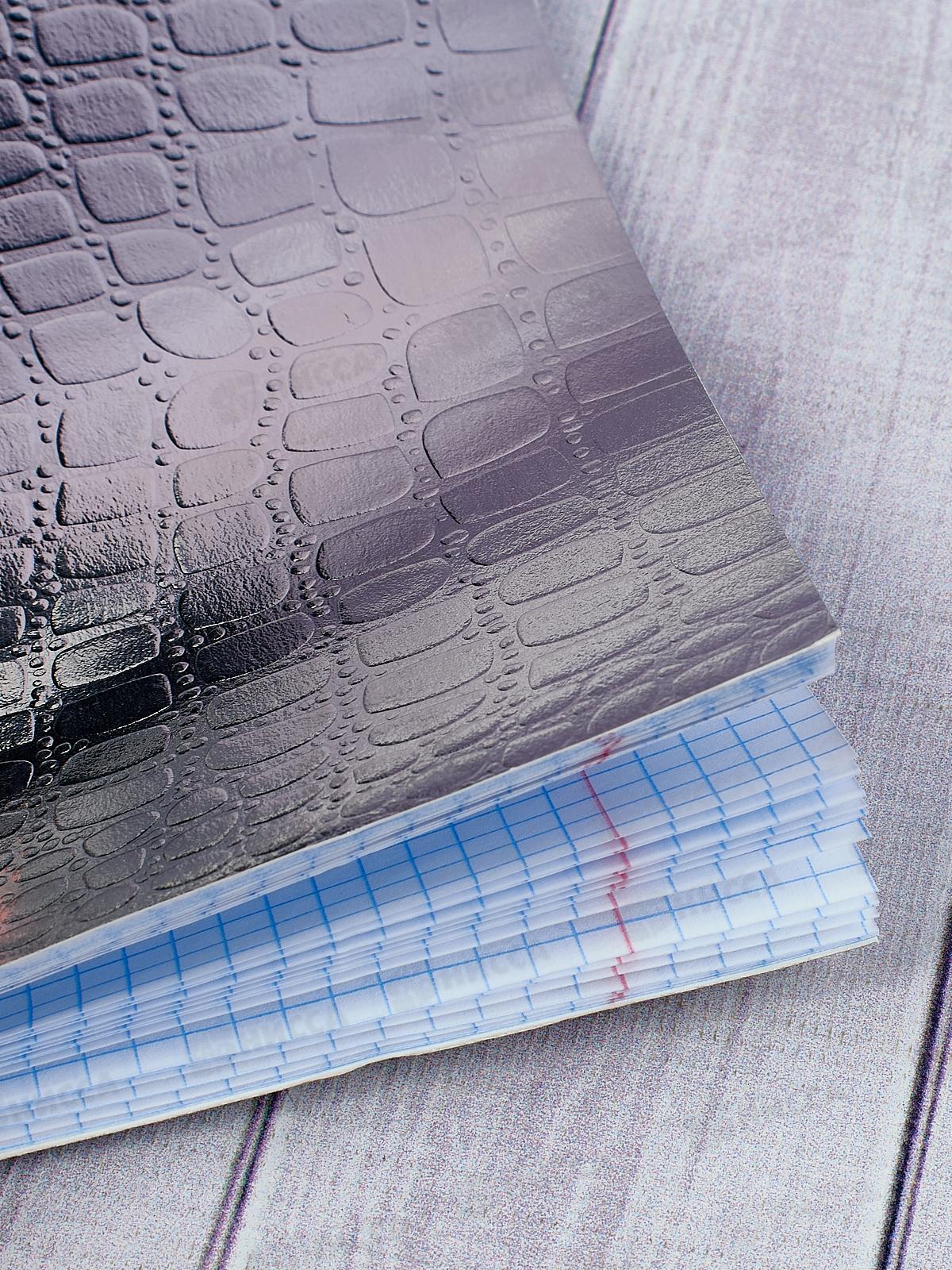 Тетрадь 48 листов клетка. Hatber б/в METALLIC CROCO серебро*5/60