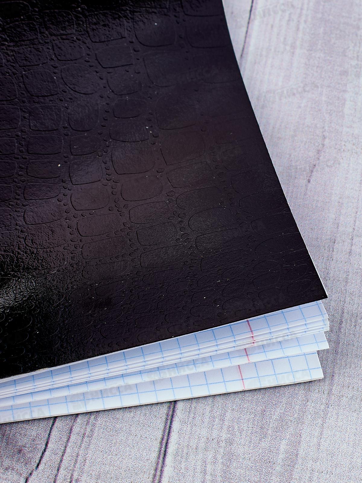 Тетрадь 48 листов клетка. Hatber б/в METALLIC CROCO черный *5/60