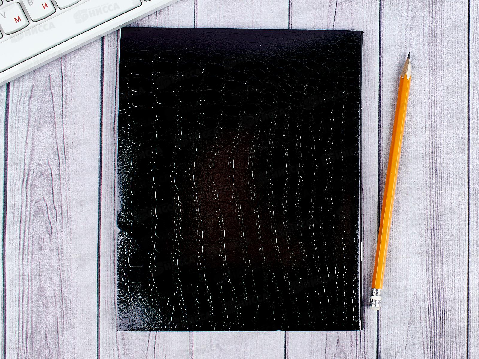 Тетрадь 48 листов клетка. Hatber б/в METALLIC CROCO черный *5/60